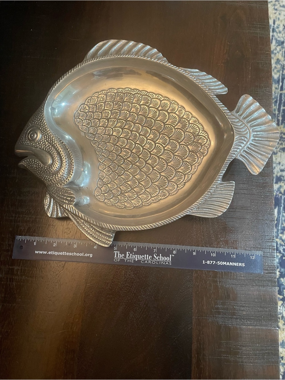 Vintage Decorative Fish-Shaped Serving Dish - Silver Metal